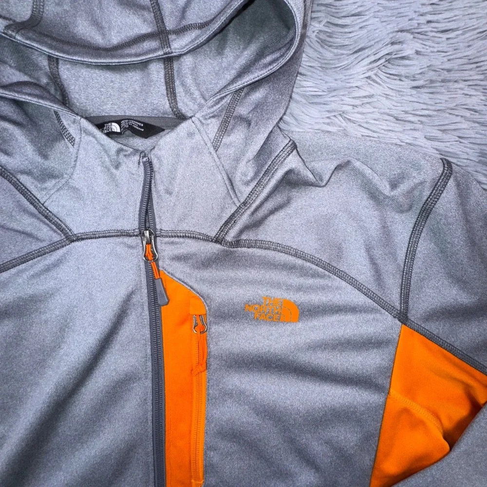 The North Face Men's XL Canyonlands Zip Up Hooded Jacket Gray Orange Tech Fleece